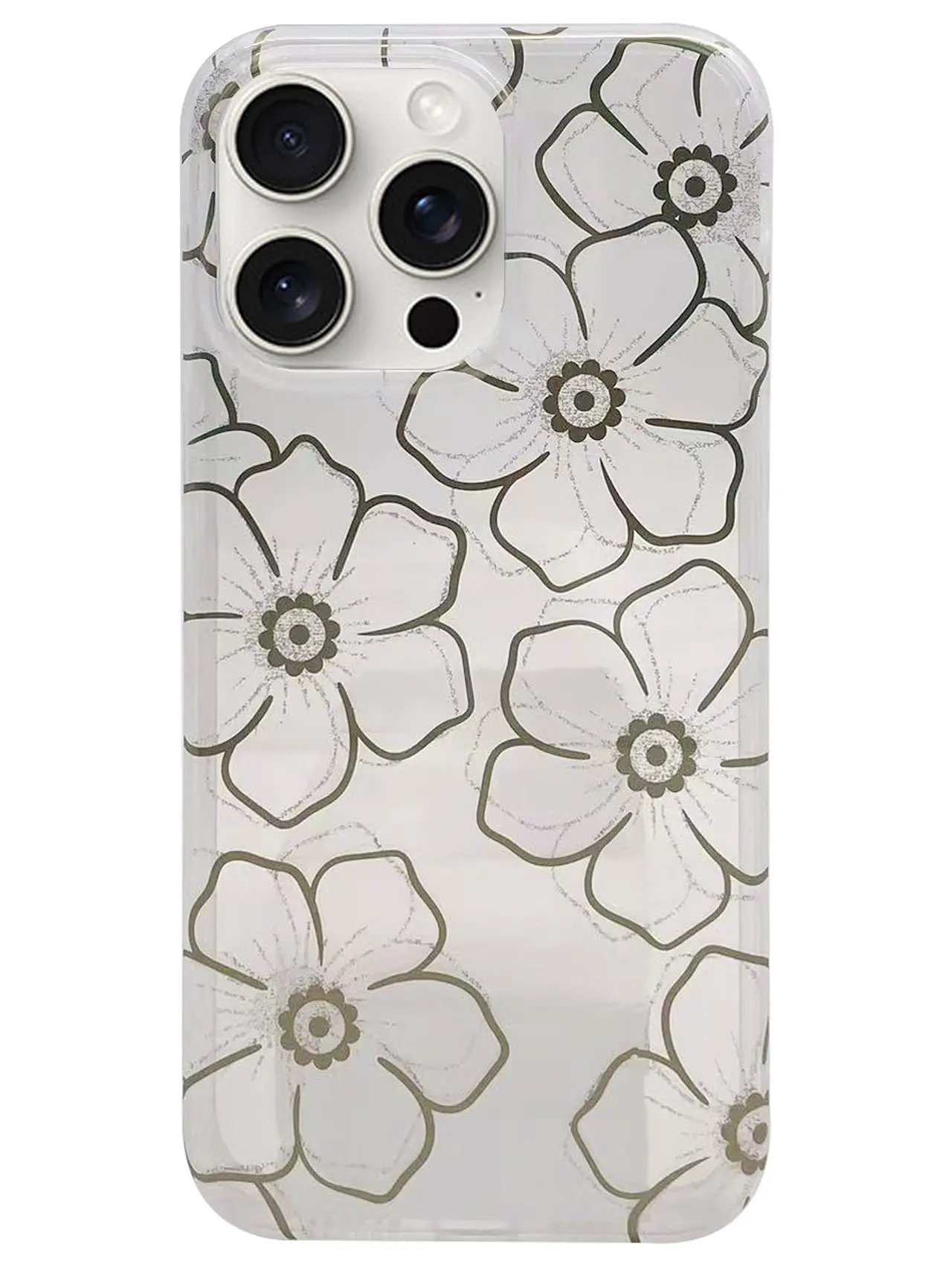 iPhone 15 Pro Max Designed Case Gold and Sliver Floral Harmony