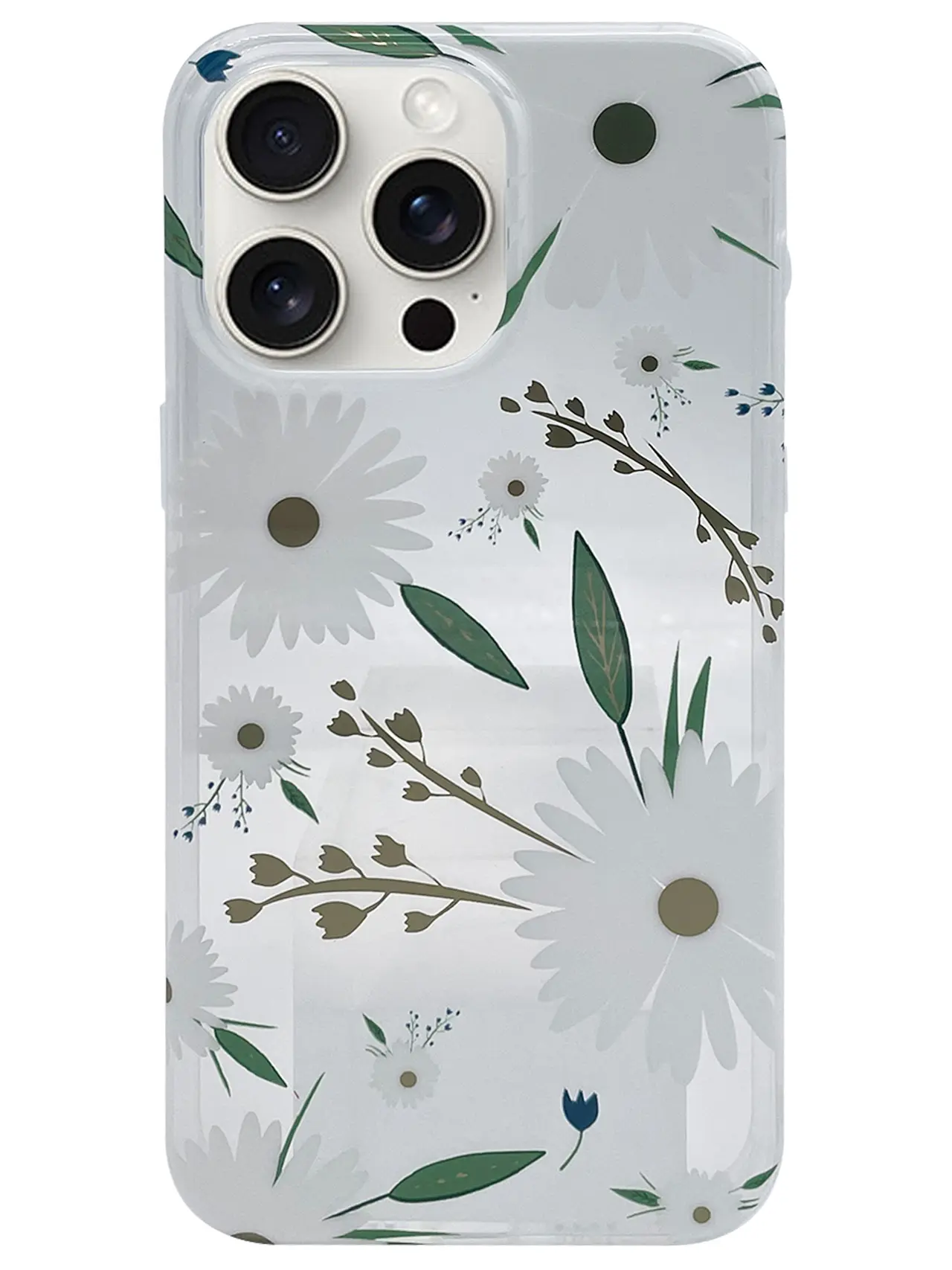 iPhone 15 Pro Max Designed Case White Daisy