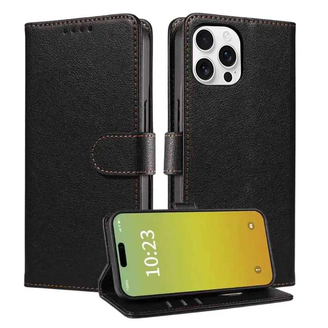 iPhone 15 Pro Max/iPhone 14 Pro Max PU Leather Wallet Case Black