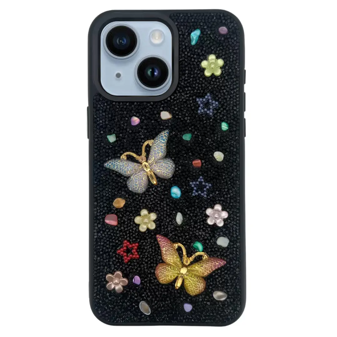 iPhone 11 Butterfly and Diamond Bling Case Black