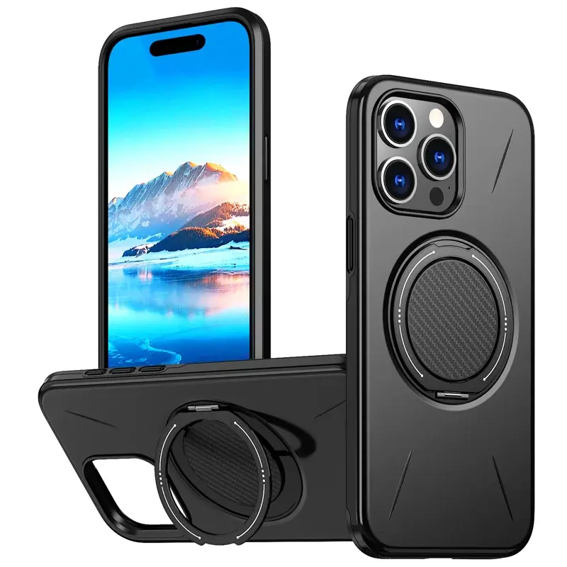 iPhone 16 Pro Max 2in1 360 Kickstand Case Black