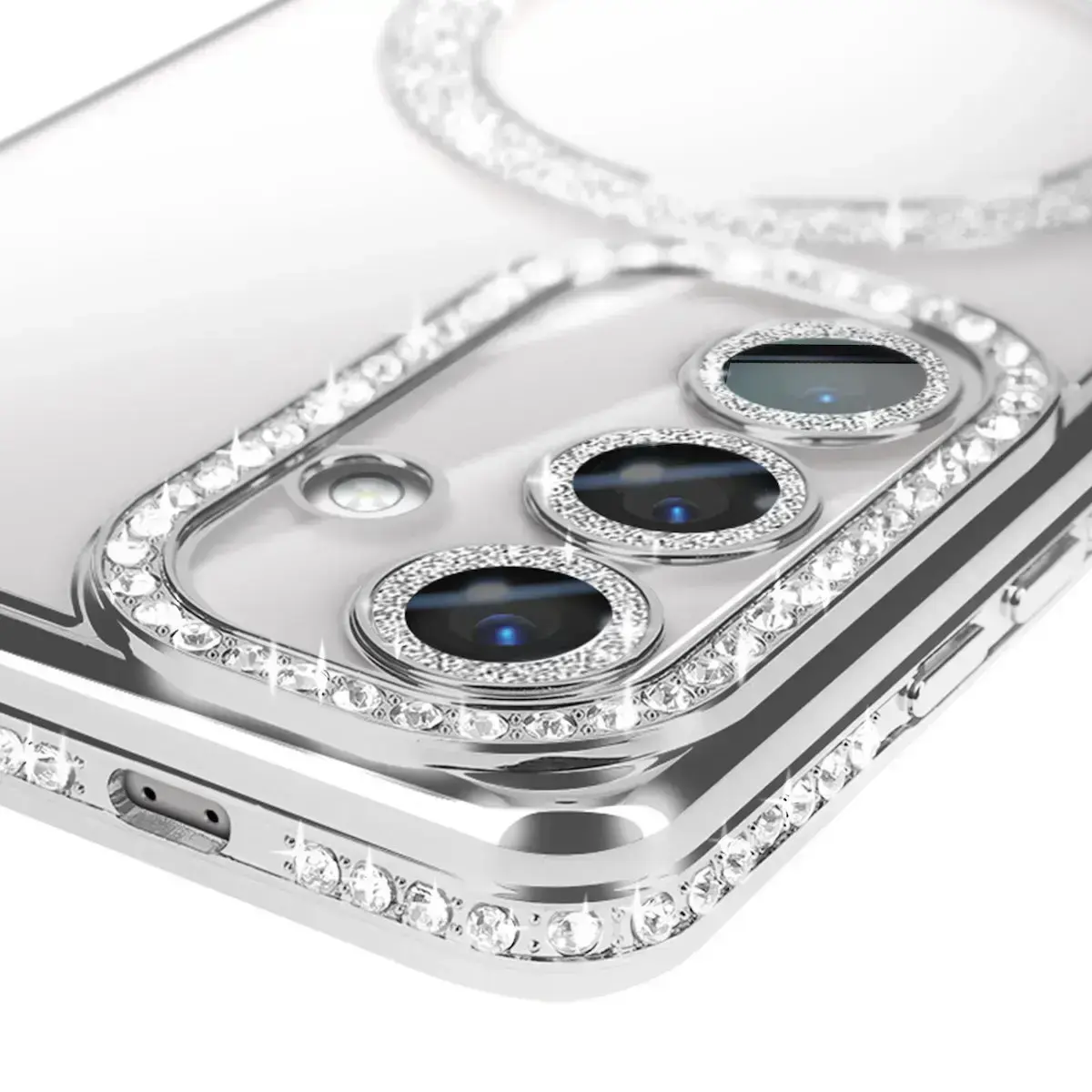 iPhone 17 Air Magsafe Clear Case Diamond with Camera Protection Silver