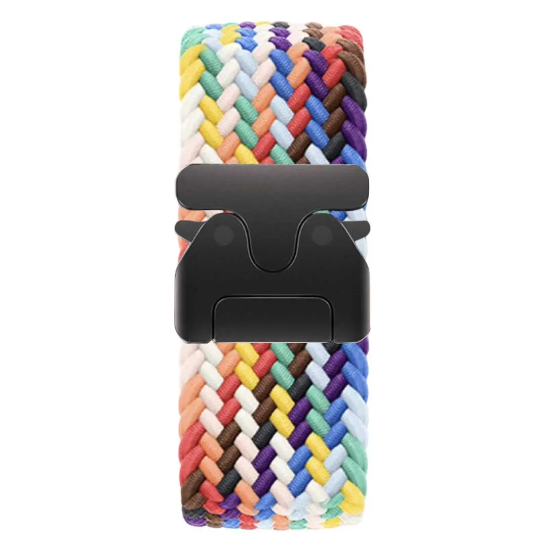 Apple Watch Band Braided Metal Buckle Strap Dark Rainbow -42-44-45-46-49mm