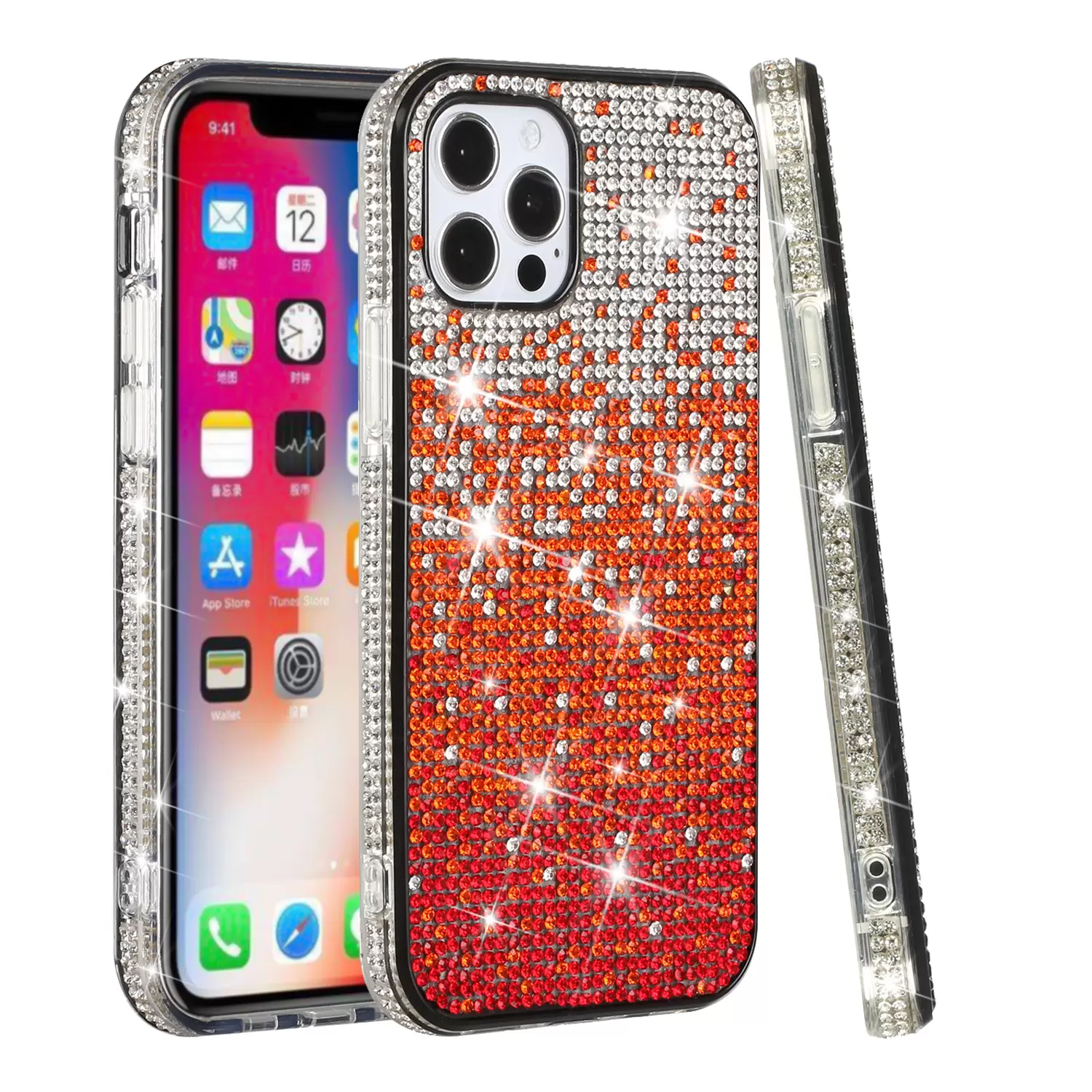 iPhone 15/iPhone 14/iPhone 13 Bling Party Diamond Red