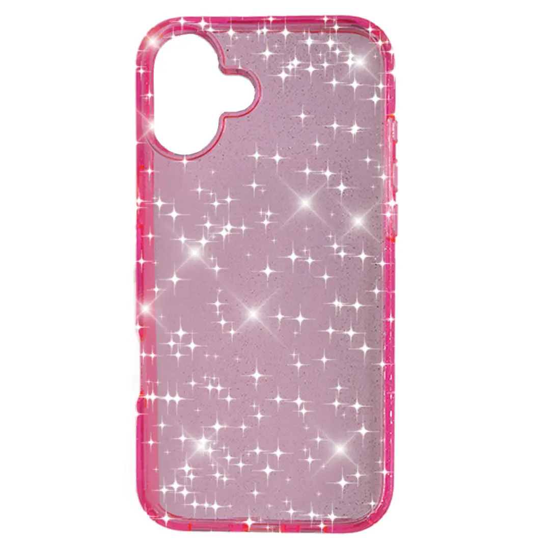 iPhone 16 Fleck Glitter Case Clear Pink