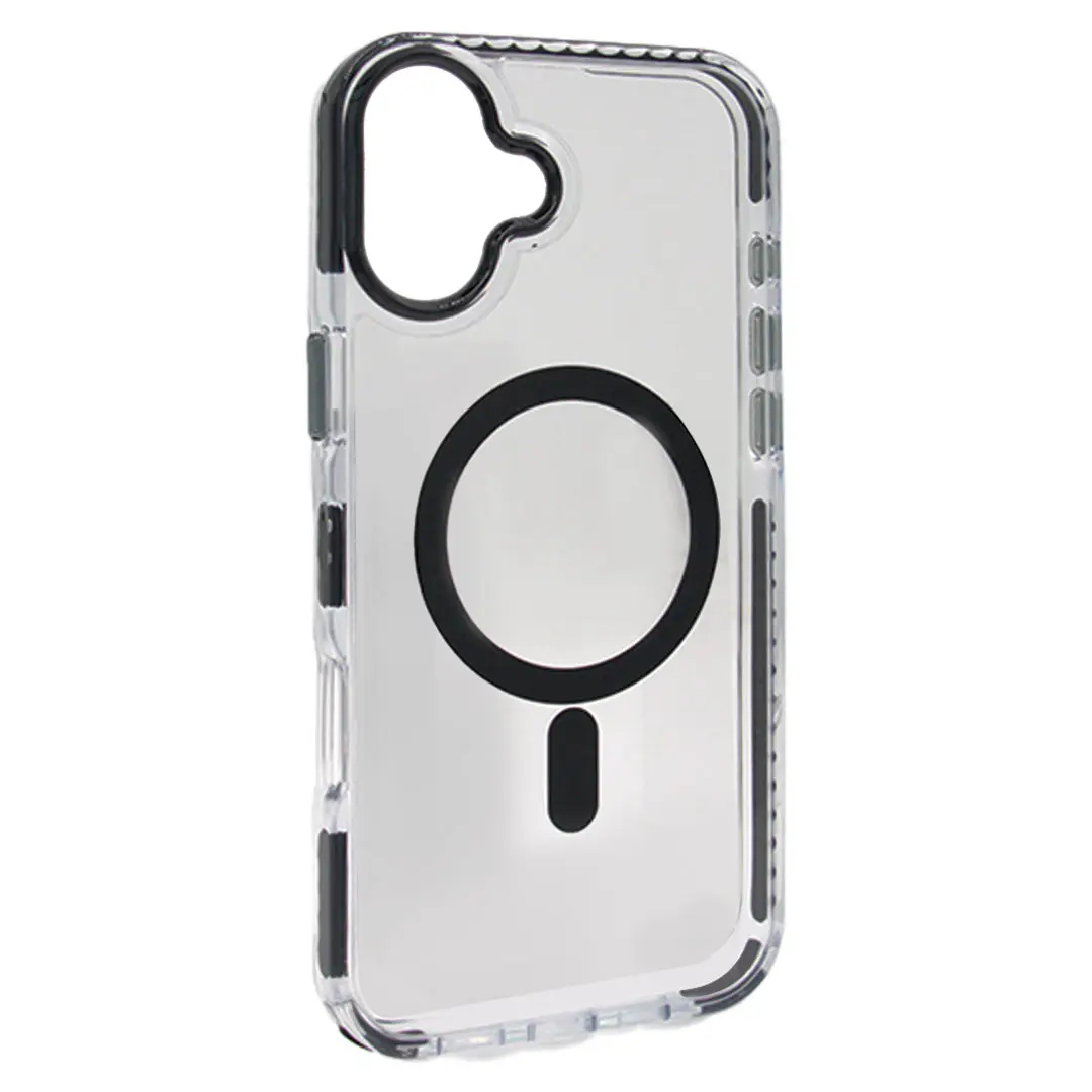 iPhone 16 Plus Magsafe Clear Two Tone Case with Lanyard Black