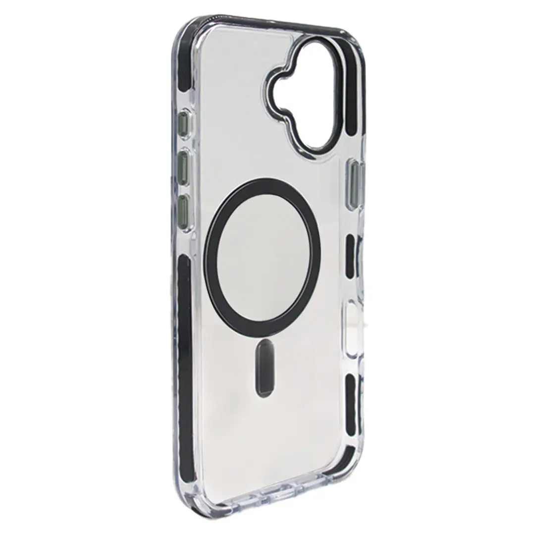 iPhone 16 Plus Magsafe Clear Two Tone Case with Lanyard Black