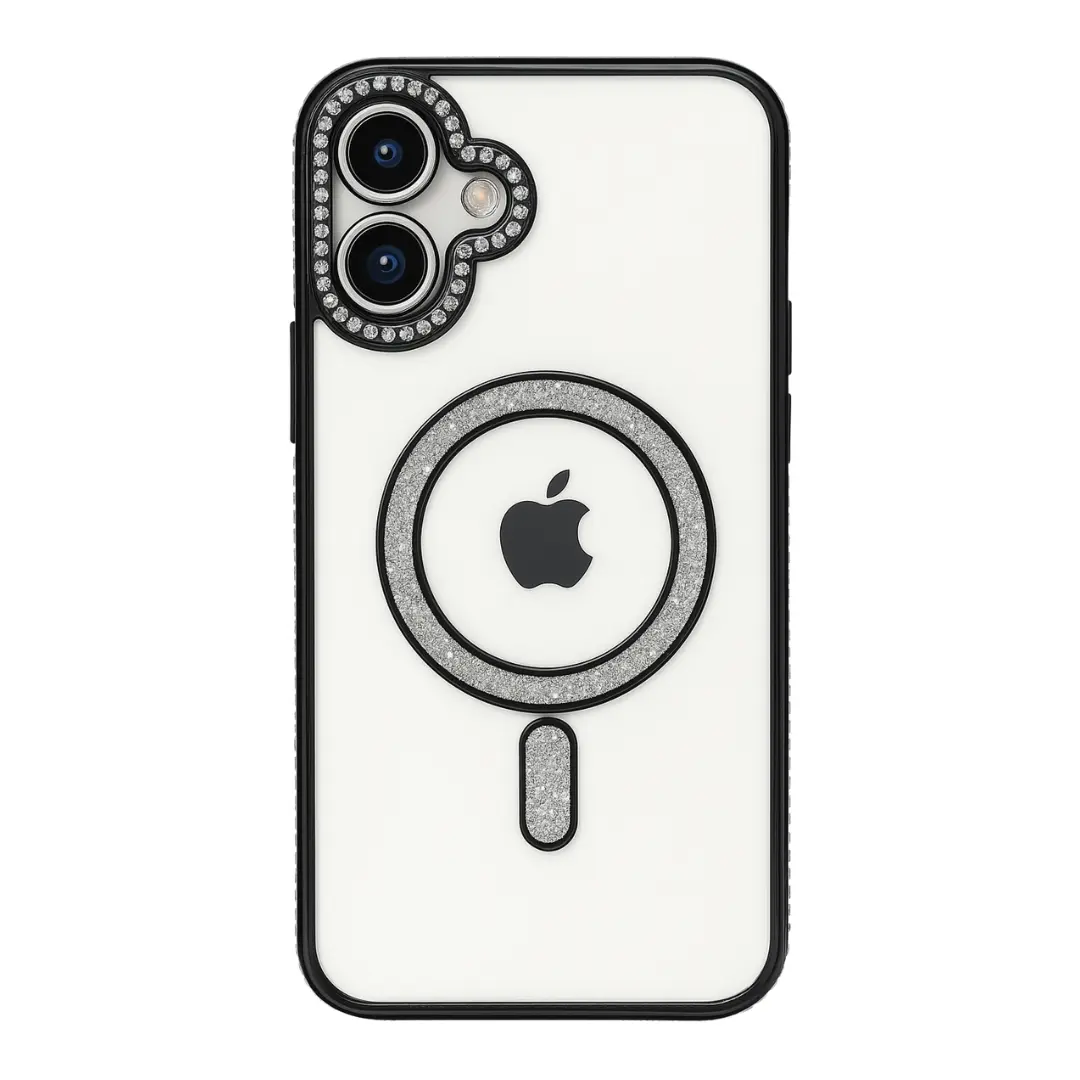 iPhone 17 Magsafe Clear Case Diamond with Camera Protection Black