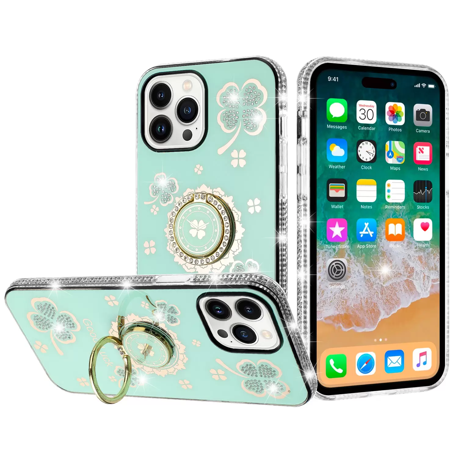 iPhone 15 Plus/iPhone 14 Plus Bling Diamond Lucky Case Blue