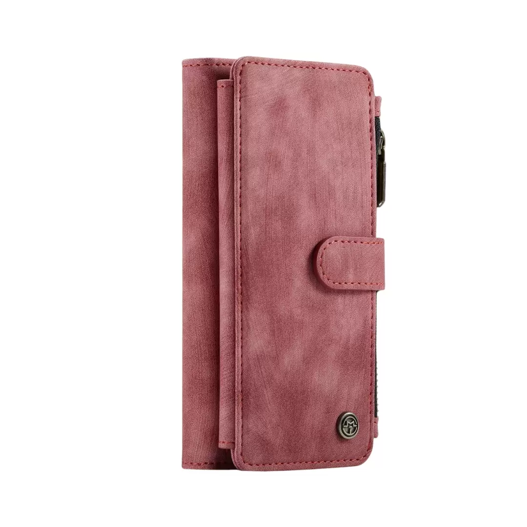 iPhone 15 Plus/iPhone 14 Plus Luxury Wallet with Zipper Case Rose Gold