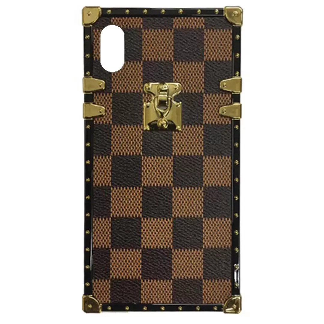 iPhone XR Box Square Checker Brown