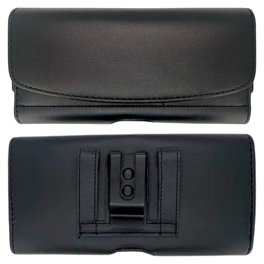 Horizontal Leather Card Holder Pouch Black 7.0 inch