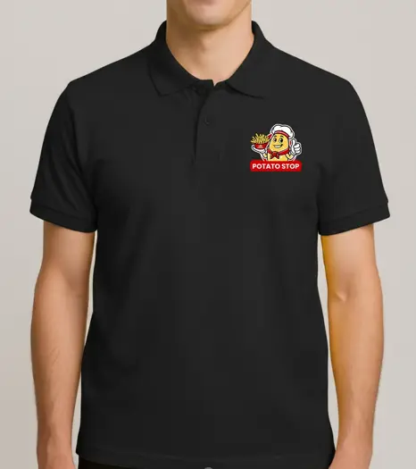 Potato Stop Polo Shirt Black