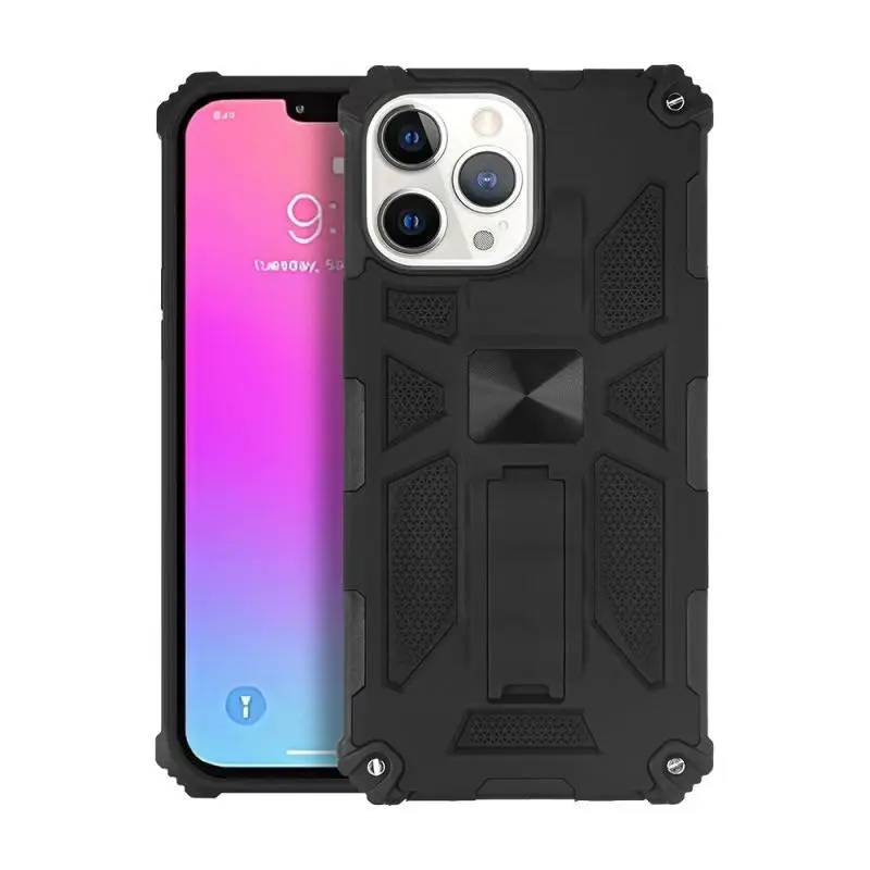 iPhone 8/7/6 Vertical Kickstand TPU Corner Edges Case Black