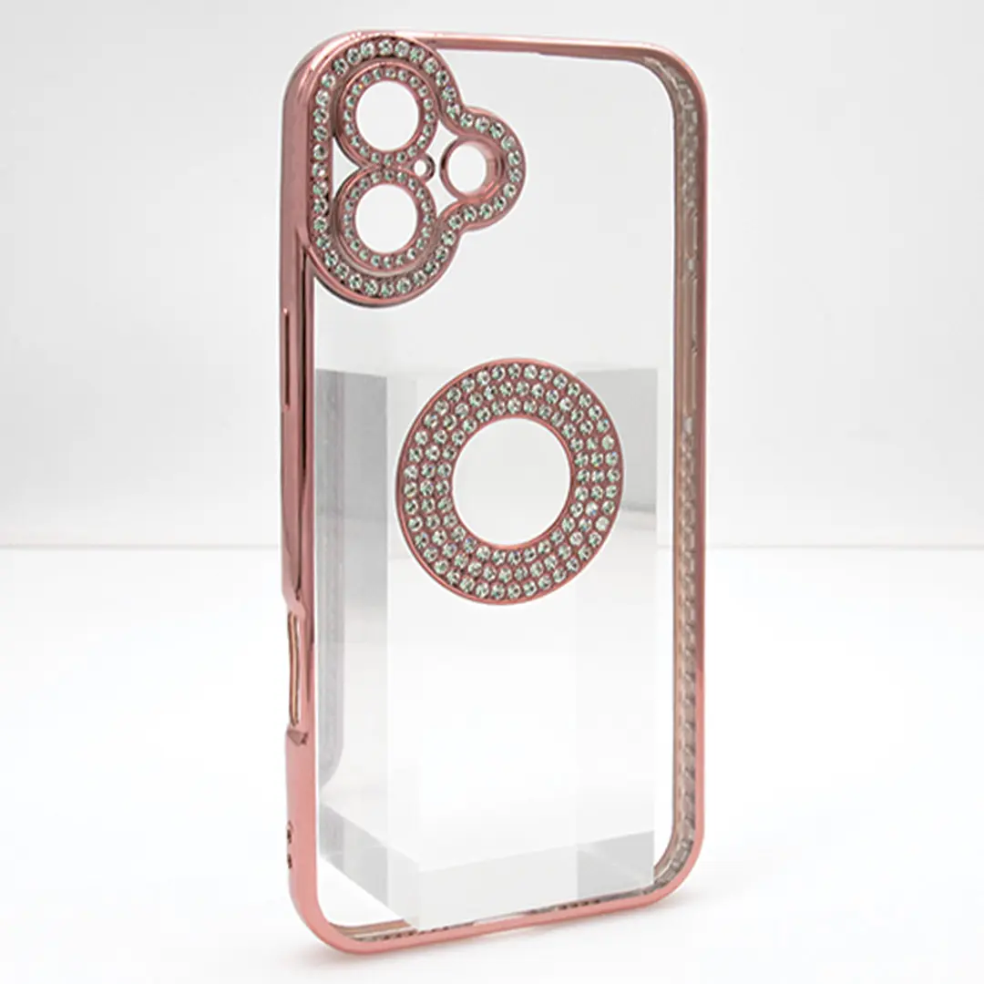 iPhone 16 Plus Clear Case Diamond with Camera Protection Rose Gold