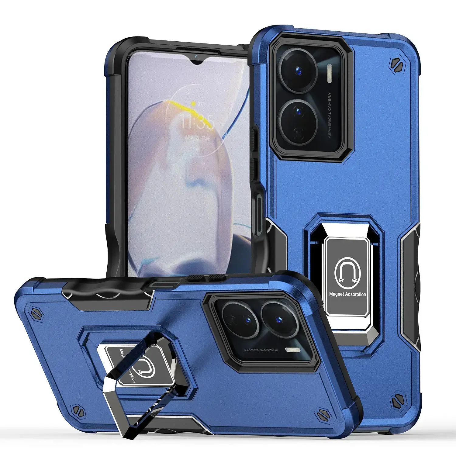 Samsung Galaxy Z Flip 7 Strong Tough Metallic Design Hybrid Premium Kickstand Blue