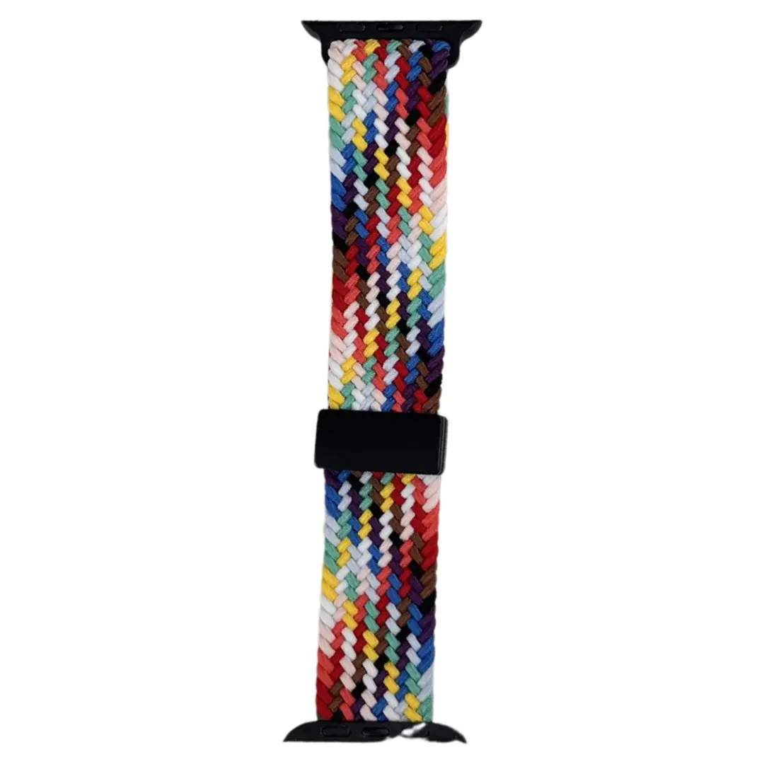 Apple Watch Band Weaving Rainbow Colors Black 42/44/45/46/49