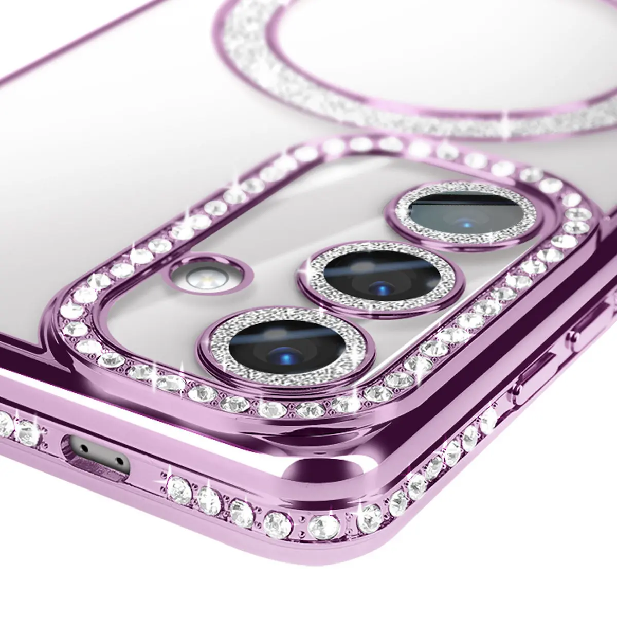 Samsung Galaxy S25 Plus/S24 Plus Magsafe Clear Case Diamond with Camera Protection Purple