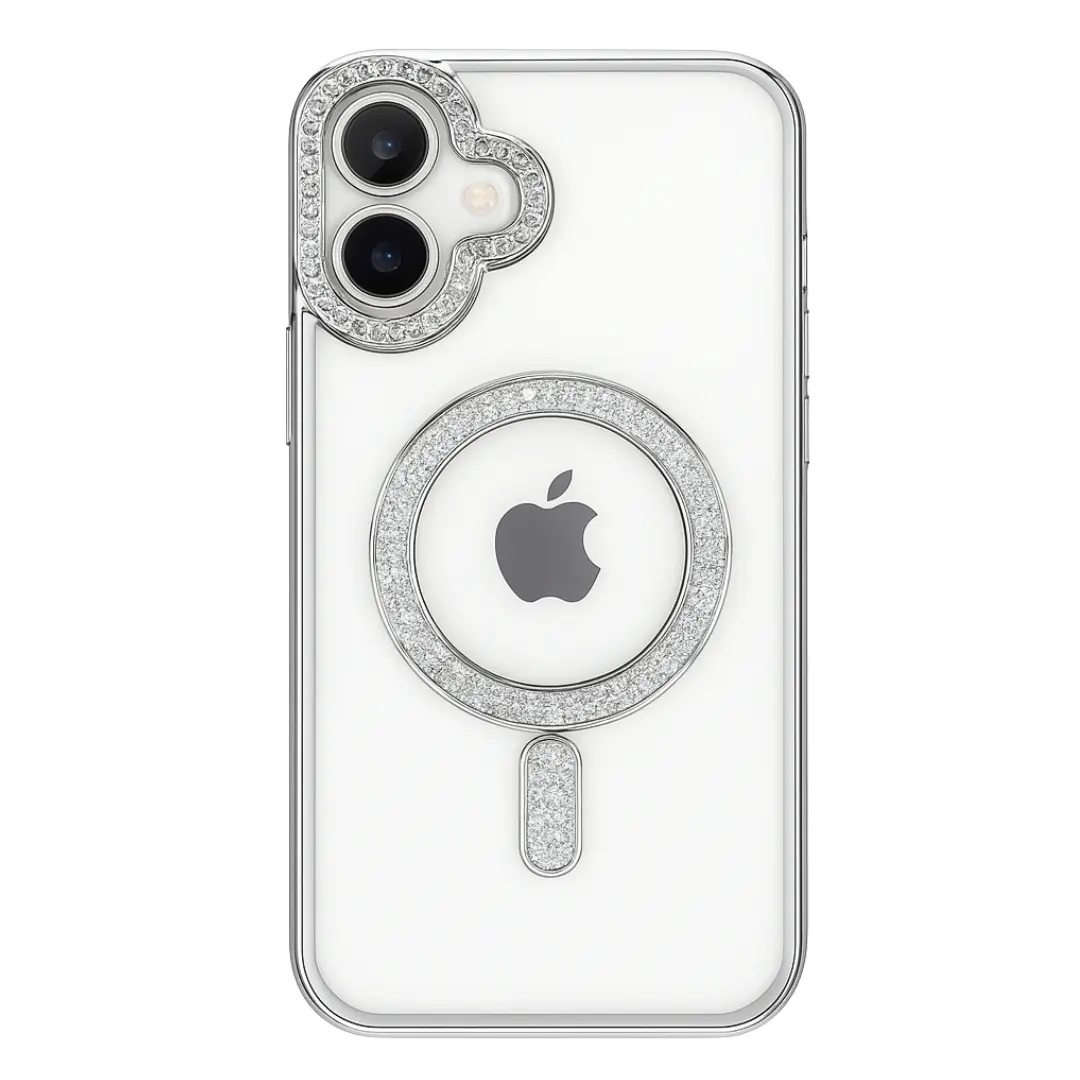iPhone 17 Magsafe Clear Case Diamond with Camera Protection Silver