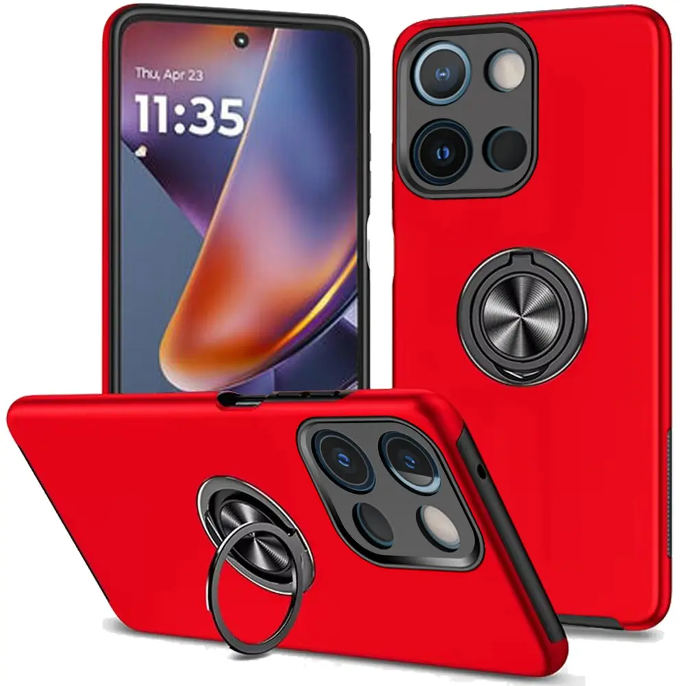 iPhone 16E Magnetic Ring Stand Hybrid Case Red