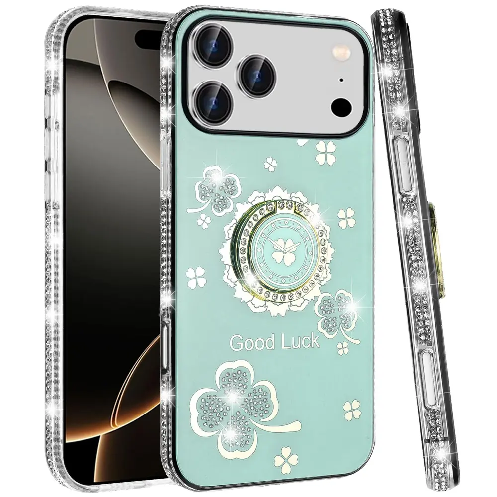 iPhone 17 Pro Bling Diamond Lucky Case Green