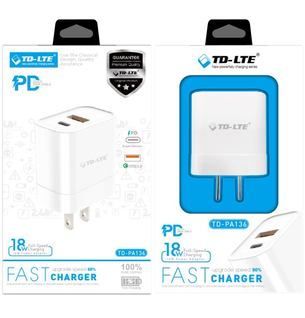 C Type PD Fast Charging USB Data Cable 18W TD- PA136_White