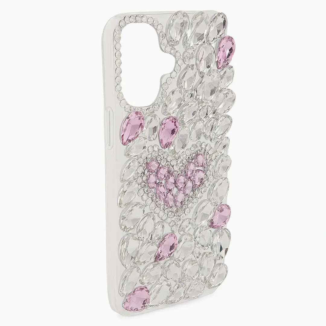 iPhone 17 Dream Crystal Love Full Diamond with Ornaments TPU Case Pink