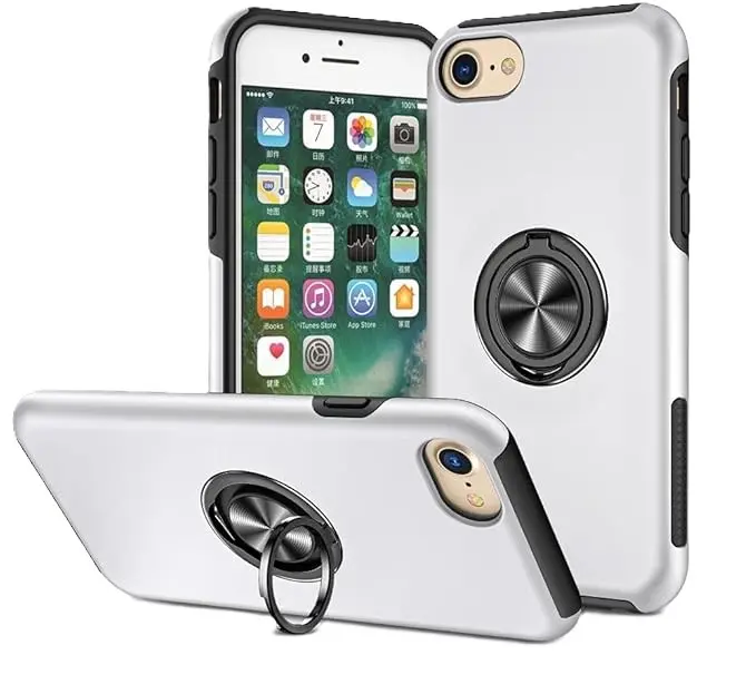 Samsung Galaxy Z Fold 7 Magnetic Ring Stand Hybrid Case Silver