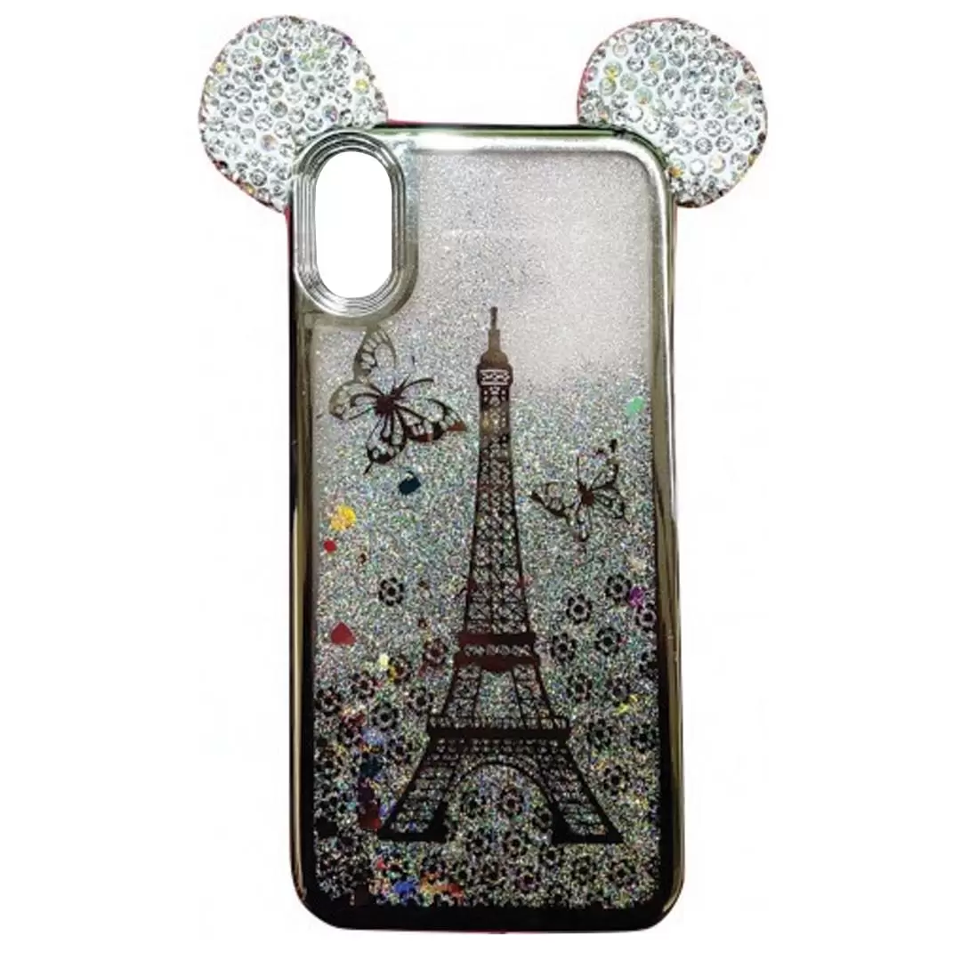 iPhone X Waterfall Mickey Ears Case Silver Eiffel Tower