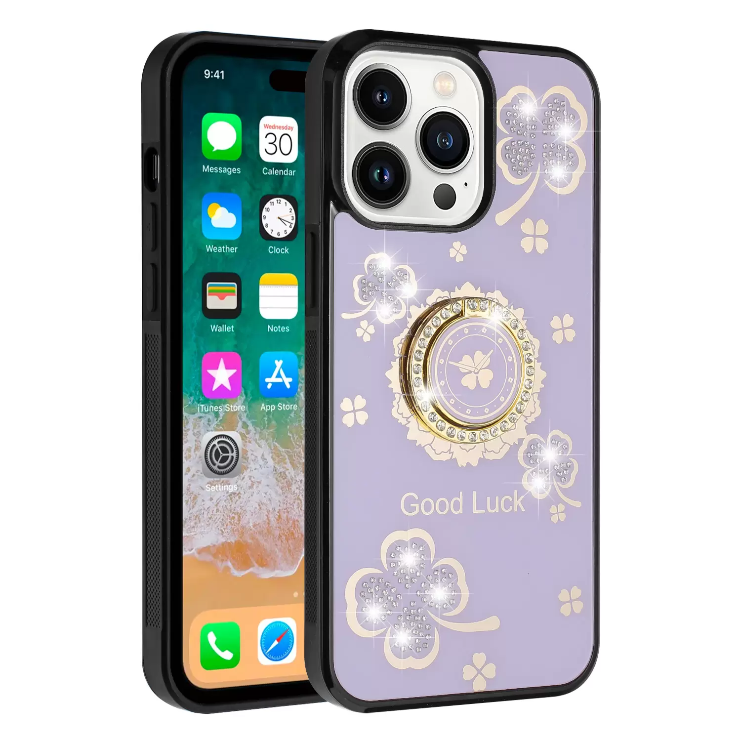 iPhone 15 Plus/iPhone 14 Plus Bling Diamond Lucky Case Purple