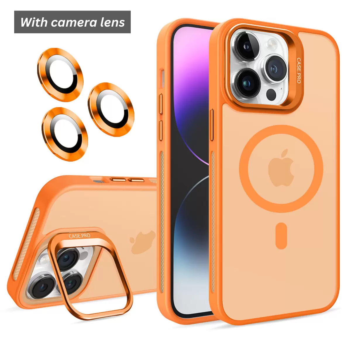 iPhone 16 Plus MagSafe Smoke Camera Stand Orange