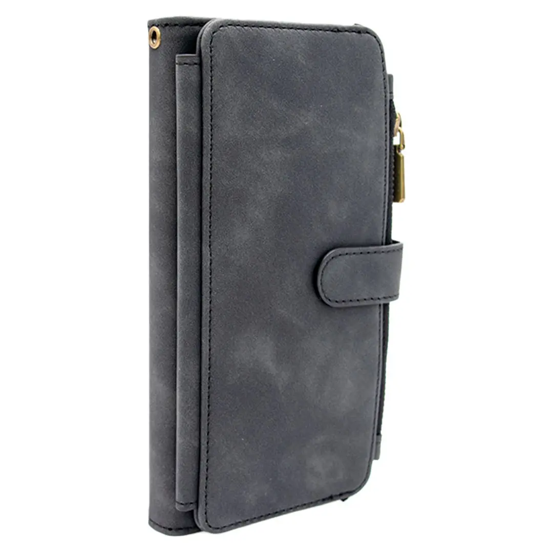 iPhone 16 Premio Wallet Luxury with Zipper Case Black