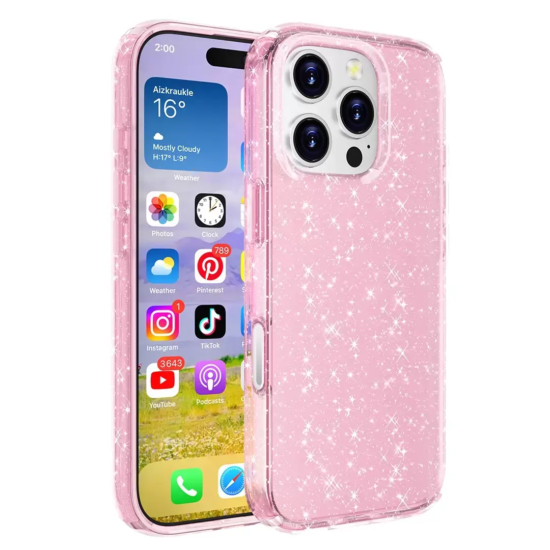 iPhone 16E Fleck Glitter Case Pink