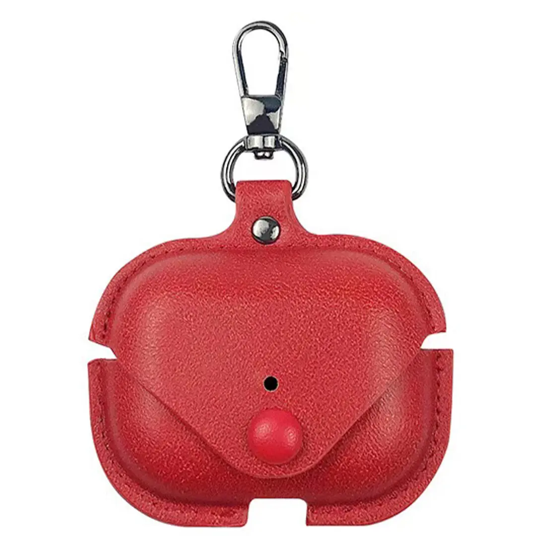 Airpods 4 Leather Case with Keychain Red