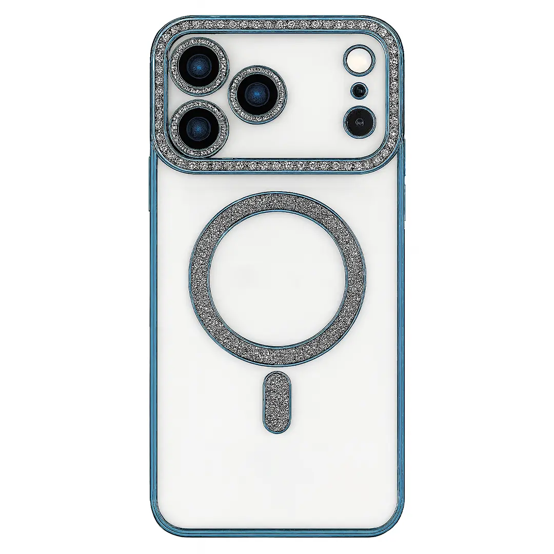 iPhone 17 Pro Magsafe Clear Case Diamond with Camera Protection Blue