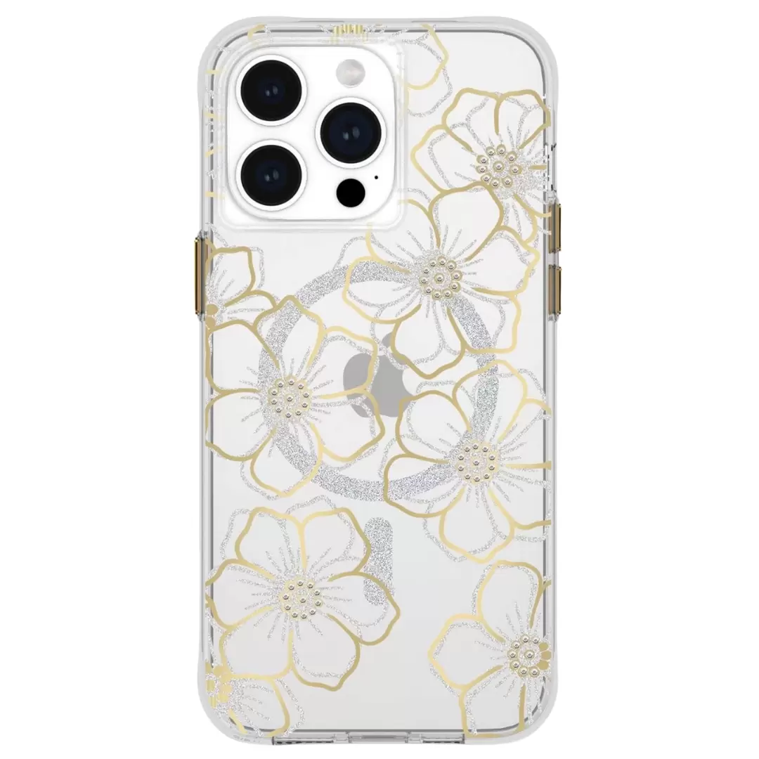 iPhone 16 Pro Designed Case MagSafe Gold and Sliver Floral Harmony